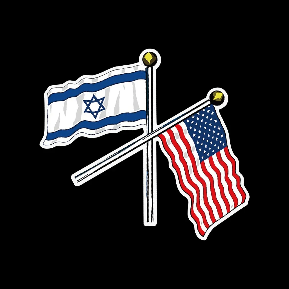 

USA And ISRAEL Waving Flags Sticker Creative Vinyl Decal Decoration Styling Accessories For Car Truck Vans Motorcycle Universal