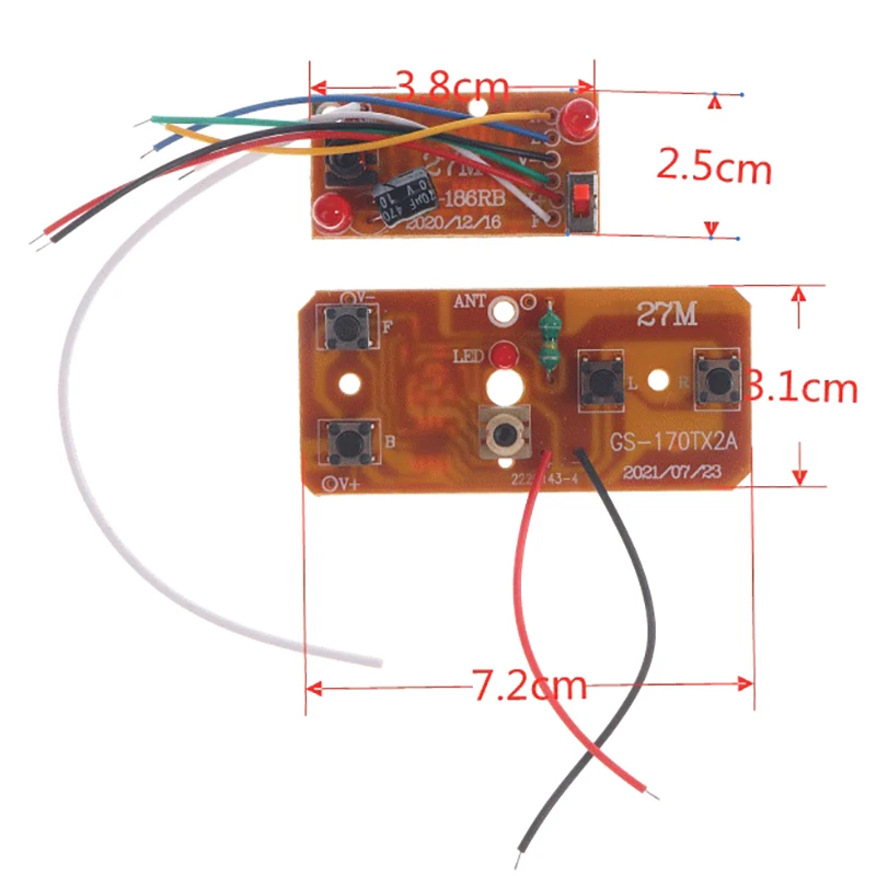 자동차 트럭 장난감용 안테나 라디오 시스템, PCB 송신기 및 리시버 보드, 2.4G 4CH RC 리모컨, 27MHz 회로