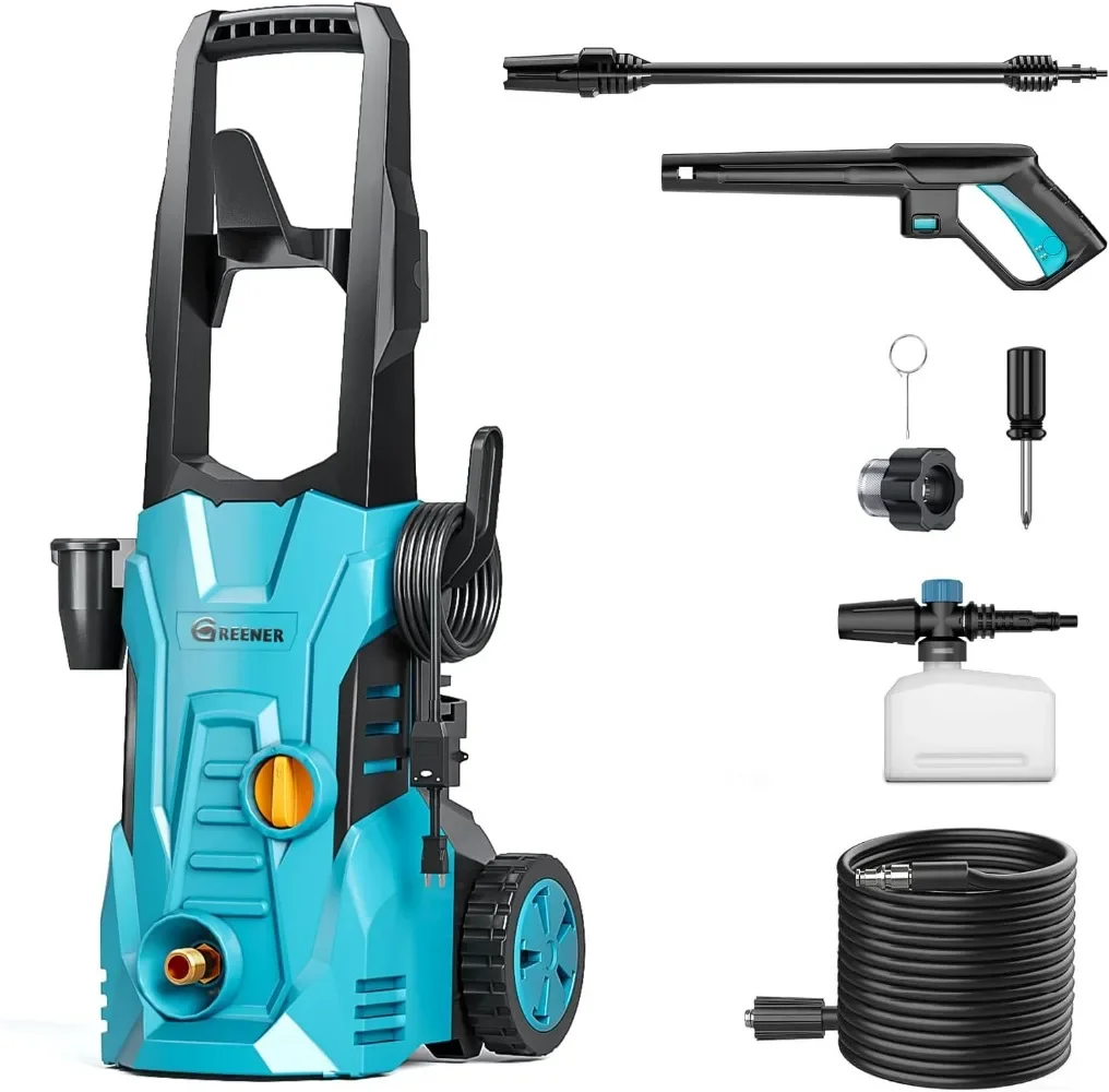 Electric Pressure Washer 3800 PSI with 16FT Power Cord and 50FT Outlet Hose,Adjustable Nozzle,2.4GPM with Soap Cannon