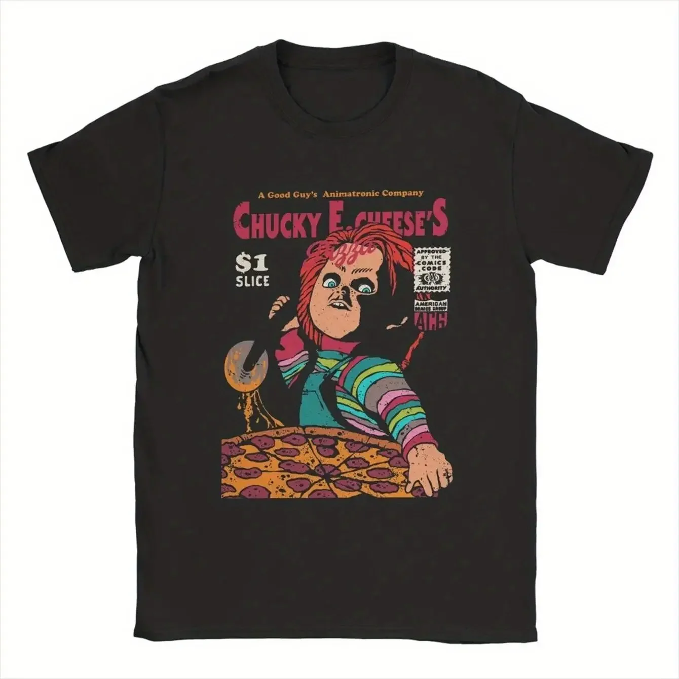 

Мужская футболка Chucky'S Pizza Chucky, новинка, футболка из 100% хлопка, футболка с круглым воротником и короткими рукавами, идея подарка, топы