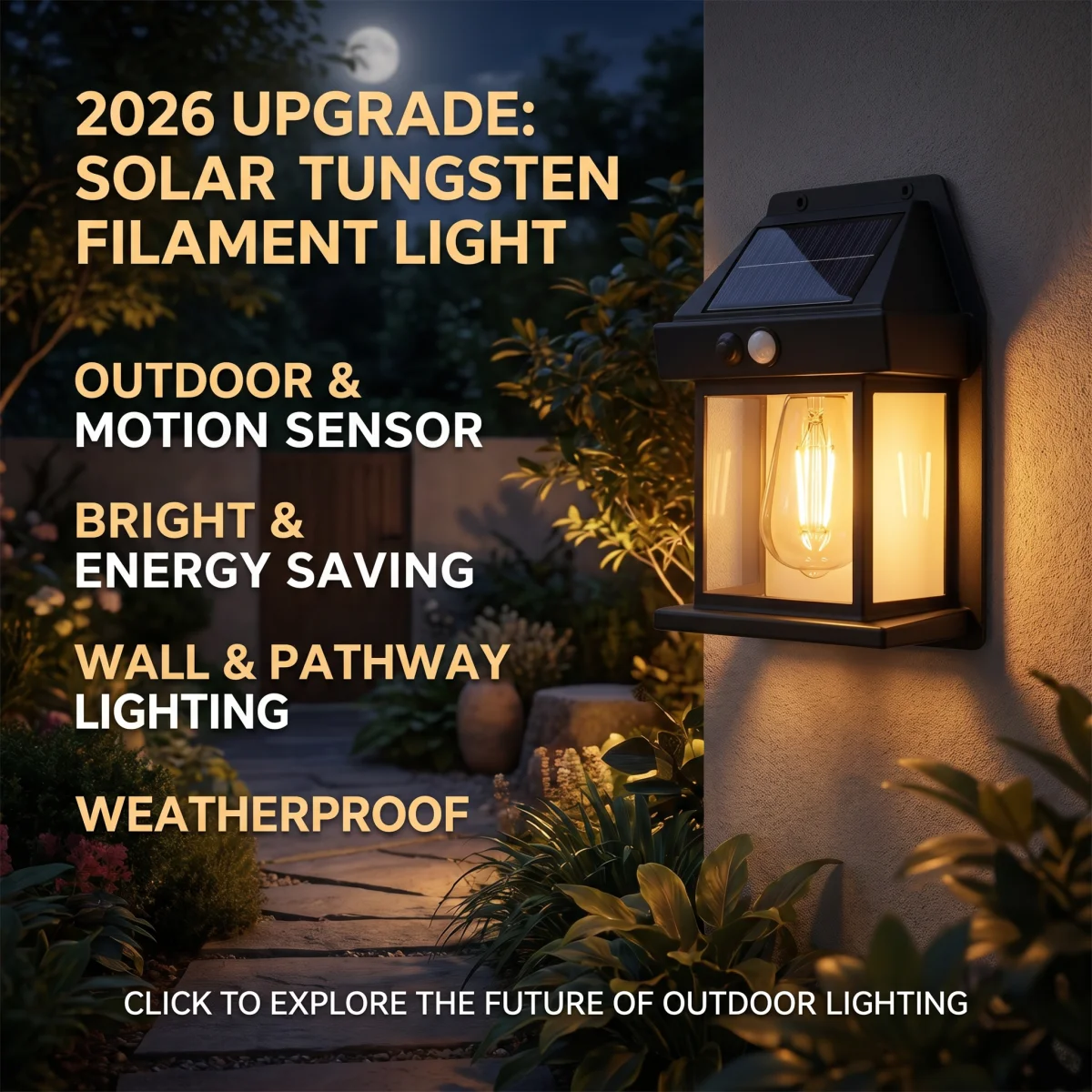 2026 New Upgrade Solar Outdoor Waterproof LED Wall Light Powerful Solar Energy Lamp With Light Sensor For Garden Yard Fence Hous