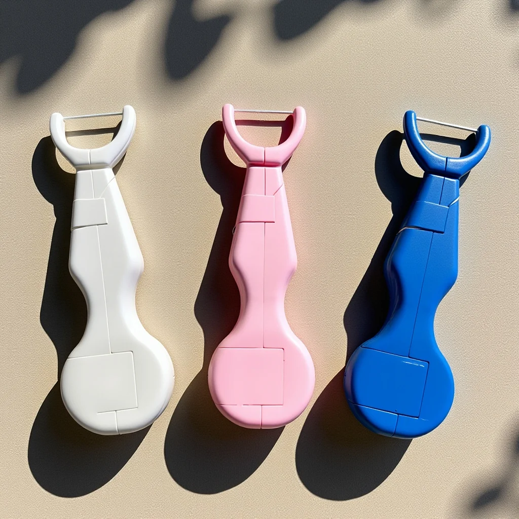 

Dental Floss Pick Blue Flat Wire Built-in Spool Flexible Strong Deep Clean Interdental Tartar Removal Dental Flosser