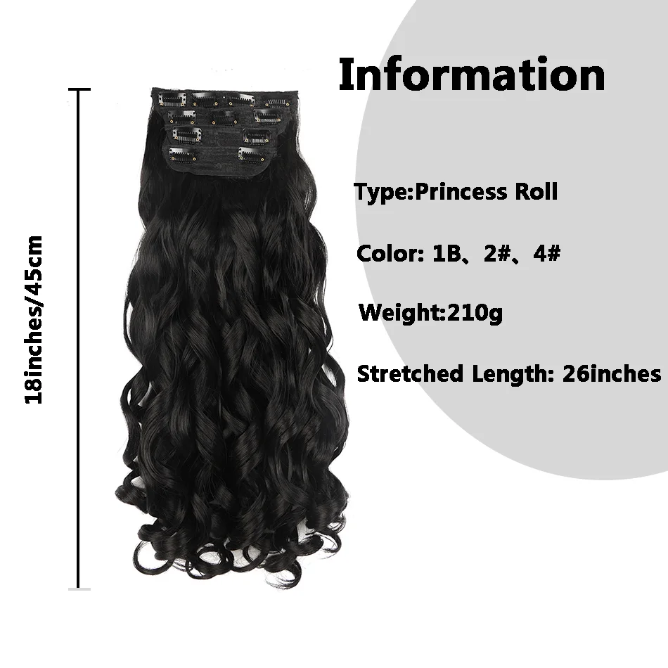 Synthetic Loose Wave Clip in Hair Extensions 26inch Long Curly Hairpieces French Curly Thick Hairpieces Royal Roll Fake Hair