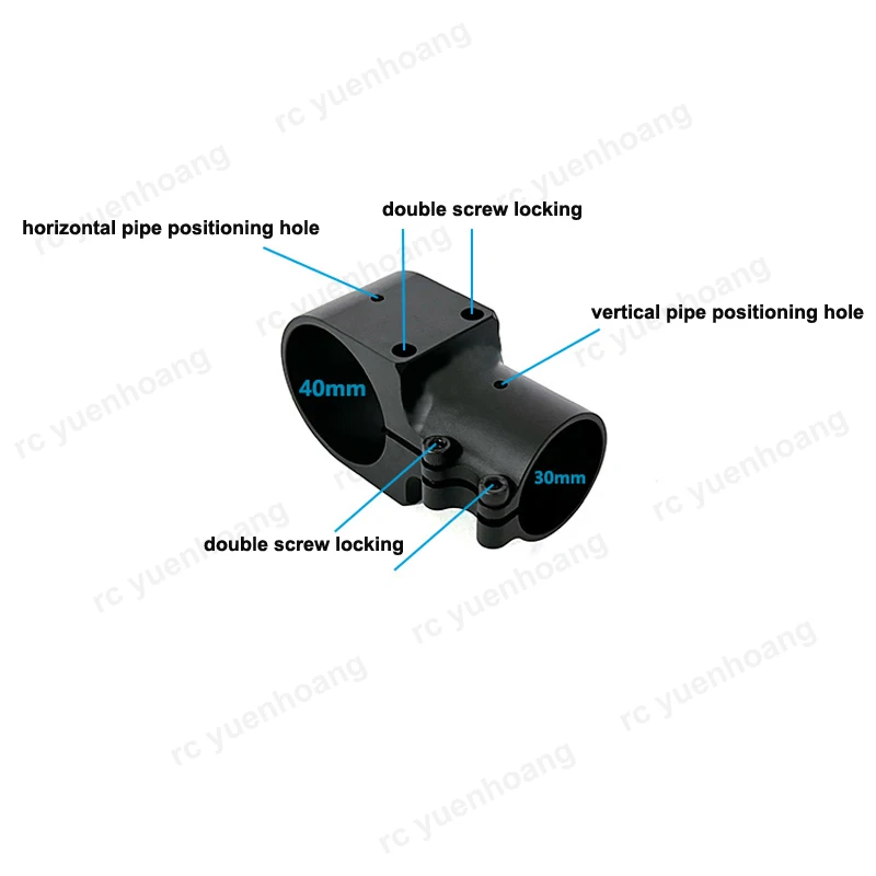 1PCS RC Multi-rotor Drone Tripod Three-way Connector 30mm to 40mm Tee Joint Landing Gear Metal Fixed Holder Double Screw Locking