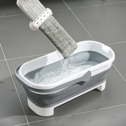 Rectangular Mop Bucket with Handle Plastic Washing Basin Portable Large Capacity Foldable Anti-Slip for Camping Traveling Picnic