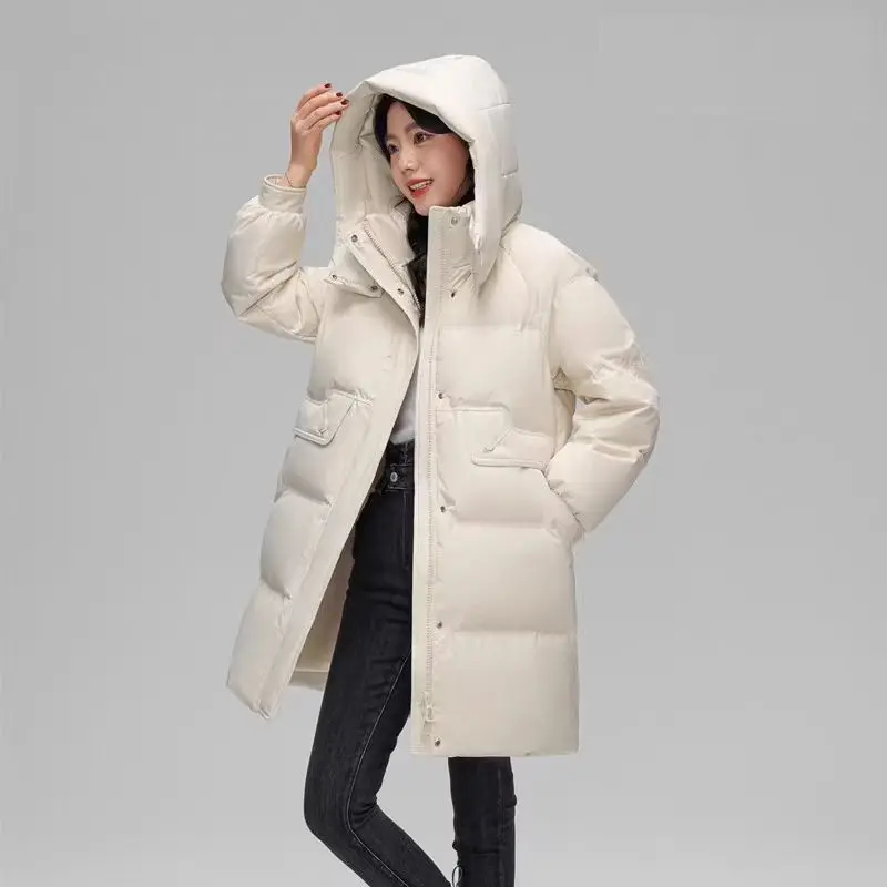 

2024 Winter Women Jacket Coats Long Parkas Female Cotton Hooded Overcoat Thick Warm Jackets Windproof Casual Student Coat D509