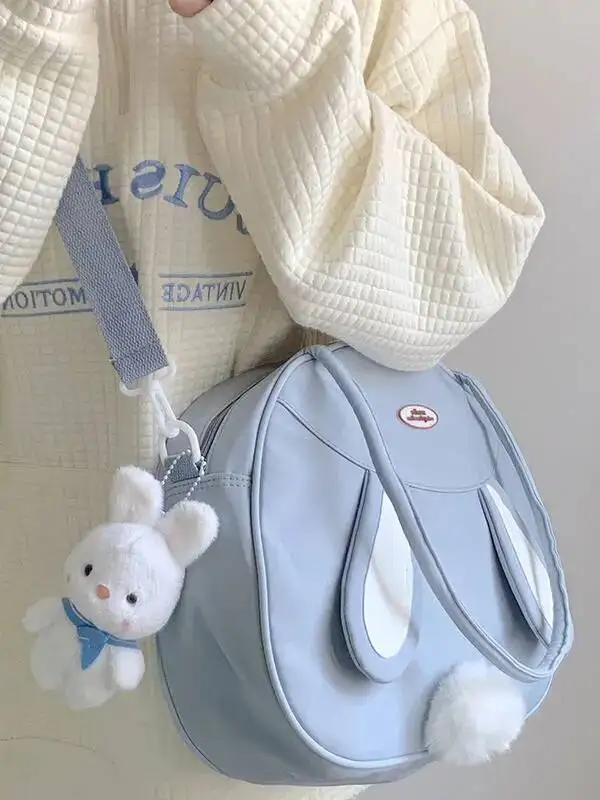 Bloom Rabbit Cute Y2k Handbag Women Vintage Haruku Pu Leather Casual Shoulder Female Large Capacity Kawaii Tote Bag Chic