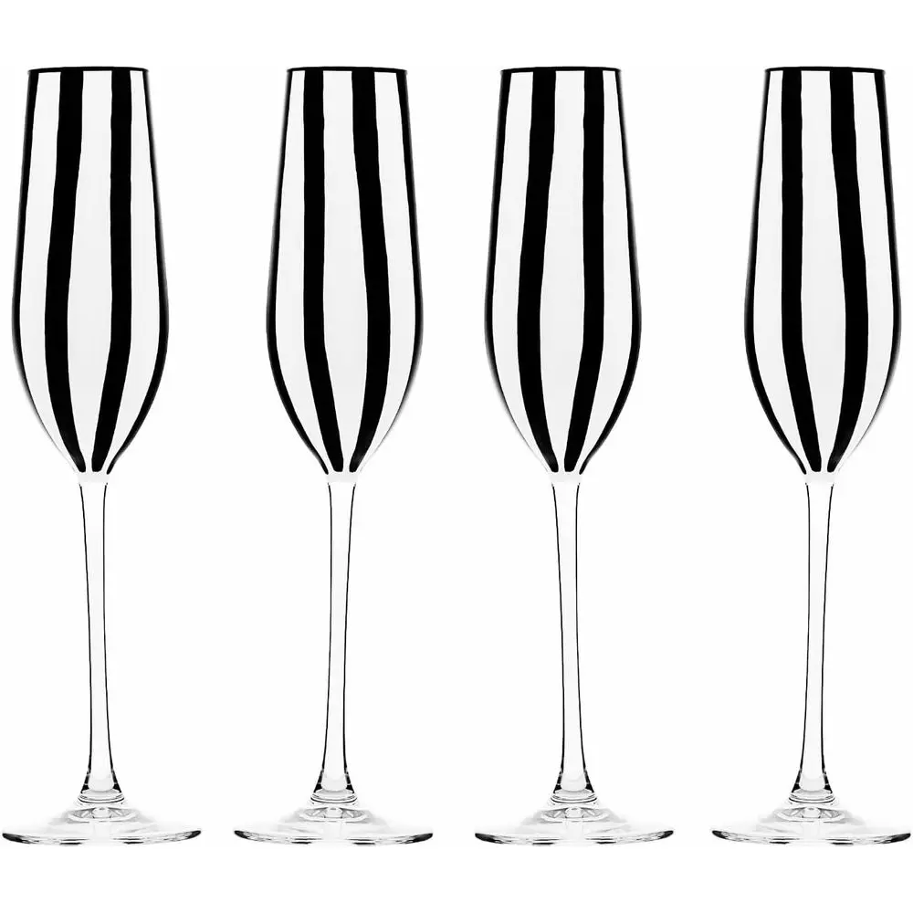 

Black and White Stripe Glassware Set of 4