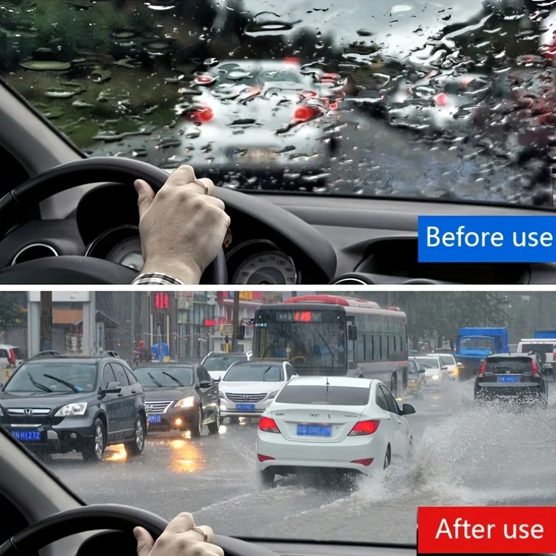 Glass Water Repellent Spray: Long-Lasting Hydrophobic Anti-Rain Coating for Car Glass - Improved Visibility in Rainy Driving