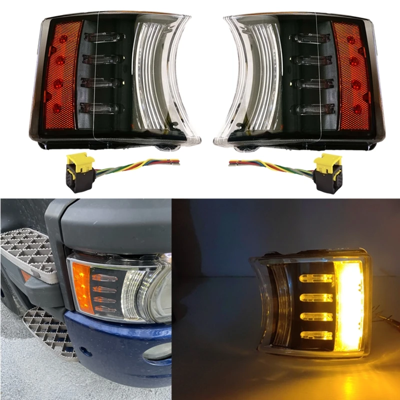 1Pair Corner Lamp Fit For Scania Truck R730 P450 R420 R500 R520 R620 Side Turn Signal Light 1387155 1385410 E24