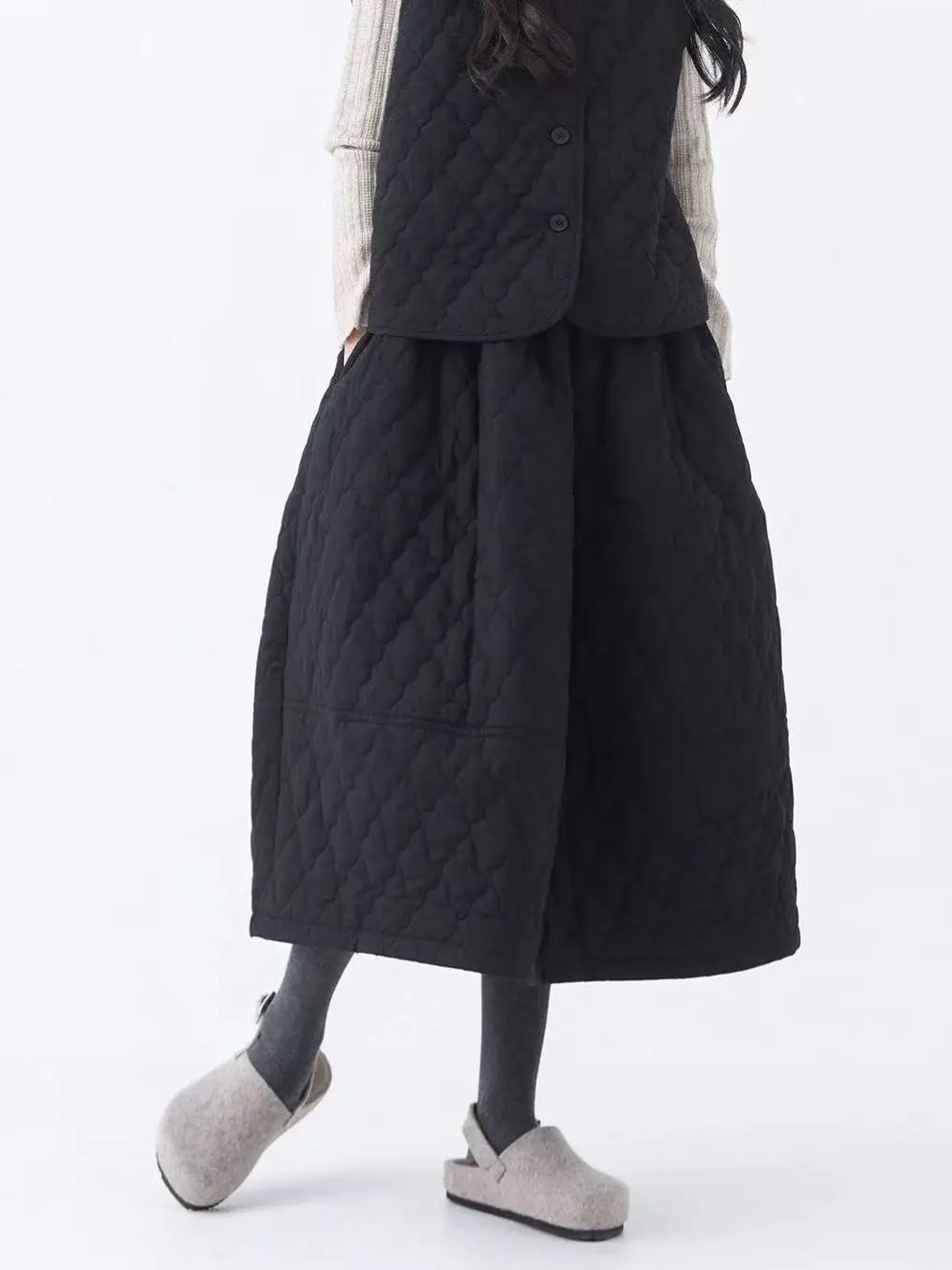 

Thiened Хлопковая юбка трапециевидной формы с высокой талией Женская зимняя длинная юбка с цветочным принтом Ci Commute Sle Теплая хлопковая юбка с наполнителем f Body