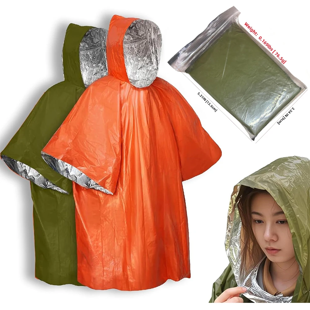 معطف واق من المطر للتخييم مقاوم للماء في حالات الطوارئ في الهواء الطلق متعدد الوظائف ملابس عاكسة معدات التخييم Survie المشي لمسافات طويلة