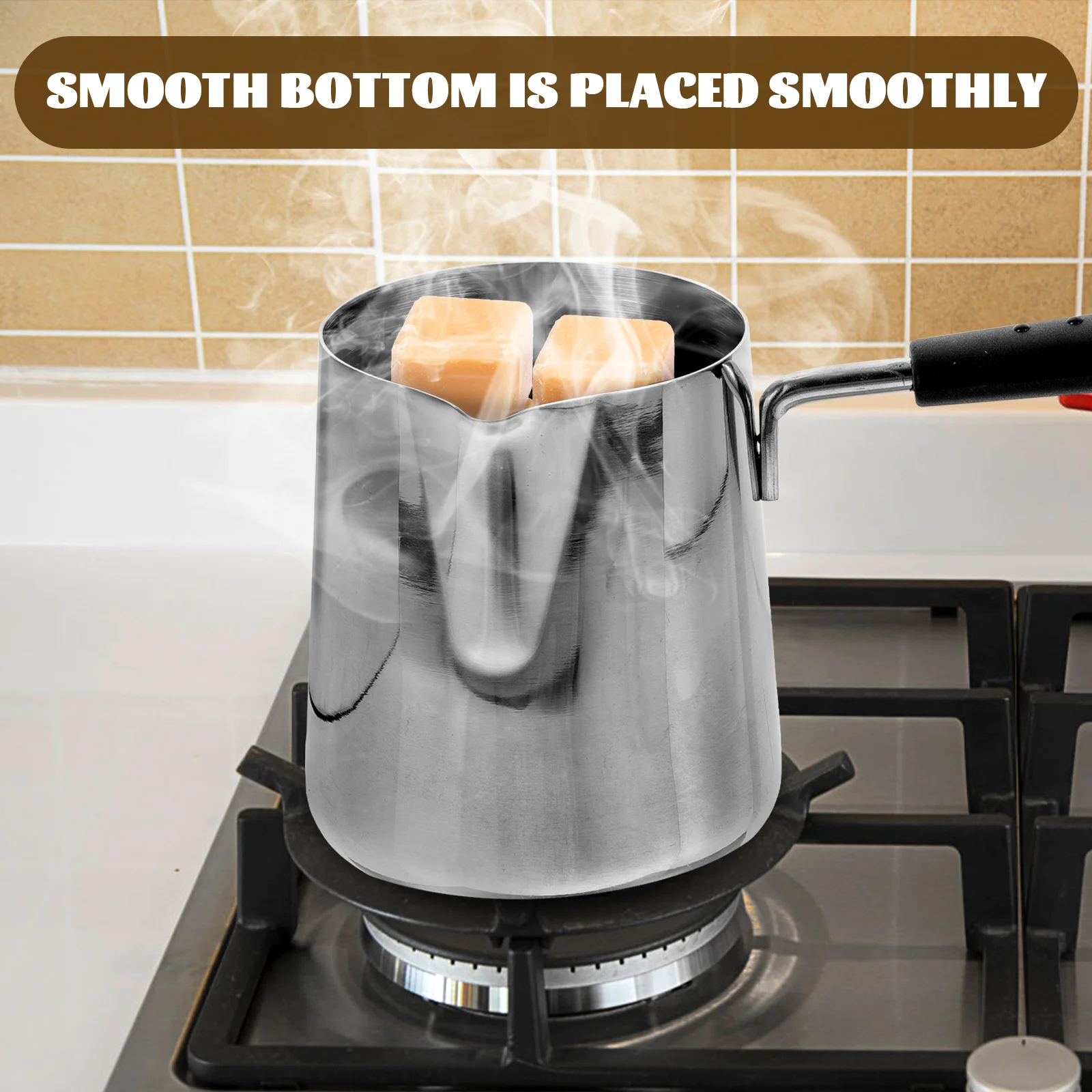 

Small Saucepan Stainless Steel Deep Pot Ergonomic Handle Smooth Bottom For Gas Induction Stove Oil Pouring Port Milk