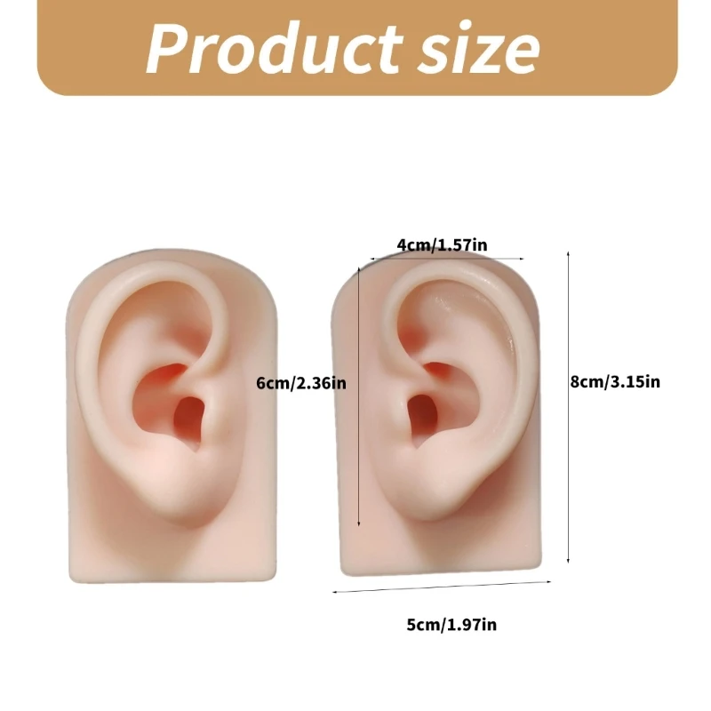 Professional Silicone Left Right Ear Form for Cosmetic Training Realistic Human Ear Mannequin Jewelry Showcasing Props