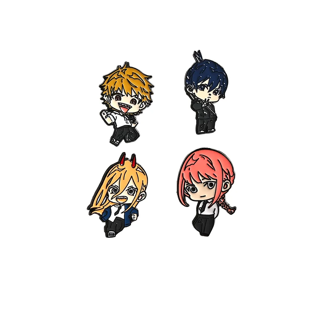 1 Set Hot Selling Chainsaw Man Metal Brooch Creative Cartoon Anime Character Badge Cute Q-version Chest Badge Accessories
