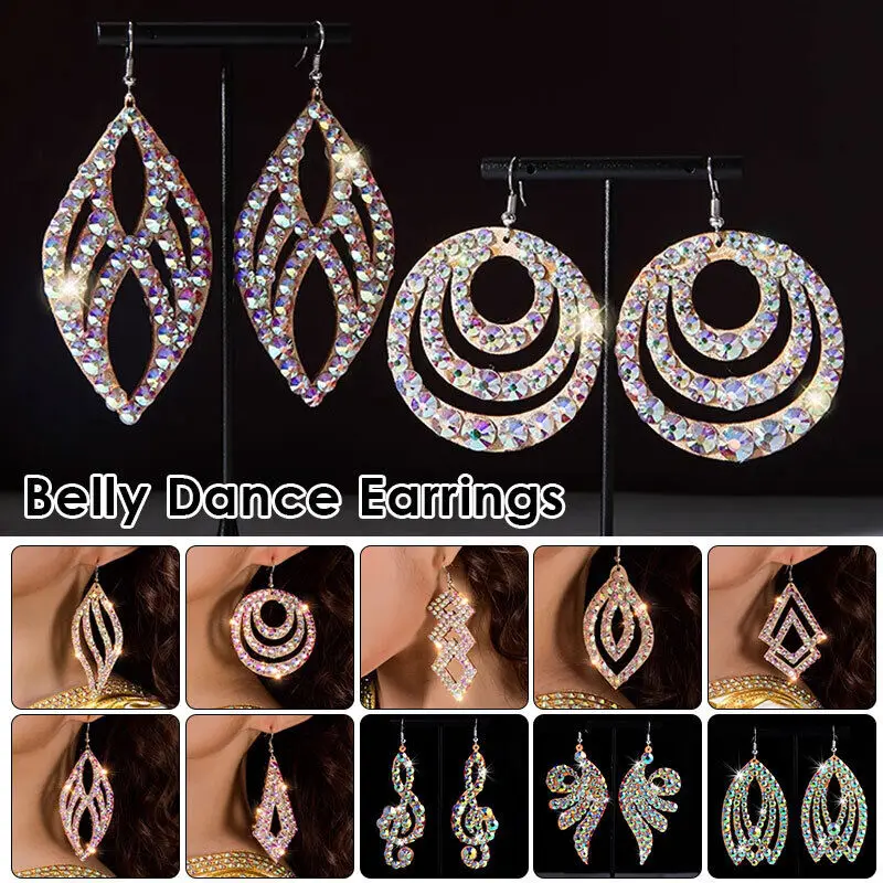 Bling Bling Rhinestone Earrings Stretch Sparking Belly Dance Accessories Costume Belly Jewelry Accessory Dancing Earring