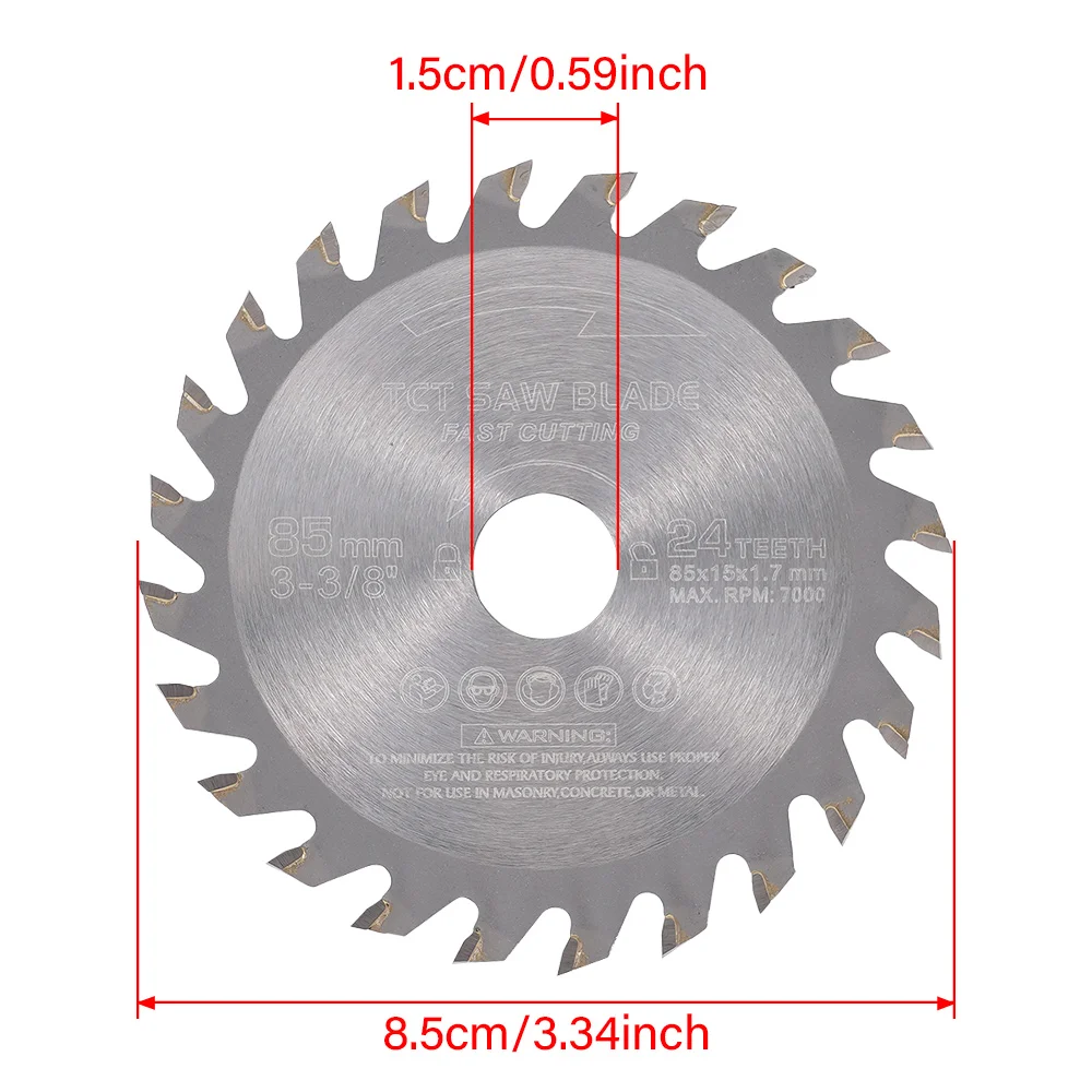 Mini-Kreissägeblatt 85 x 10/15 mm 24T 30T 36T Hochwertiges Holzsägeblatt Hartlegierungsklinge Holzbearbeitungssägeblatt