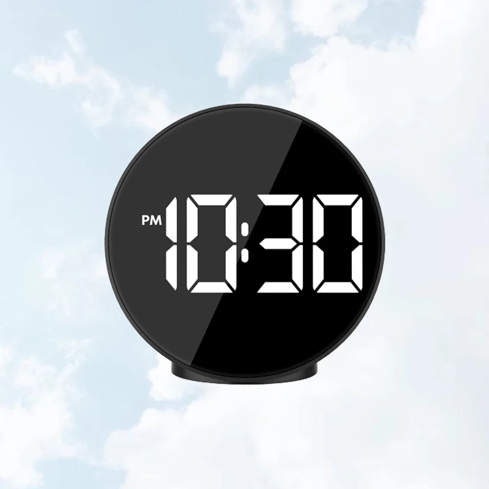 

USB Voice Control Alarm Clock Black LED Screen Reflective Surface Technology Style Temperature Display Bedroom Desktop Table