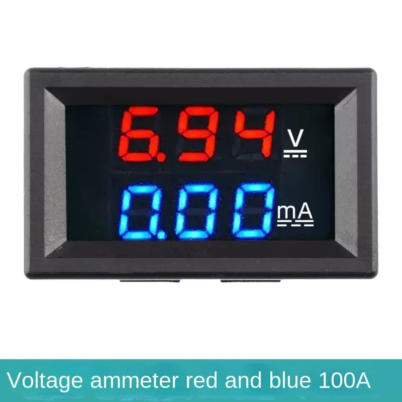 DC0-100V 1A 10A 50A 100A Voltmeter Ammeter Red Blue LED Amp Dual Digital Volt Meter Gauge 0.56\'\' LED Display 50A 100A Diverter