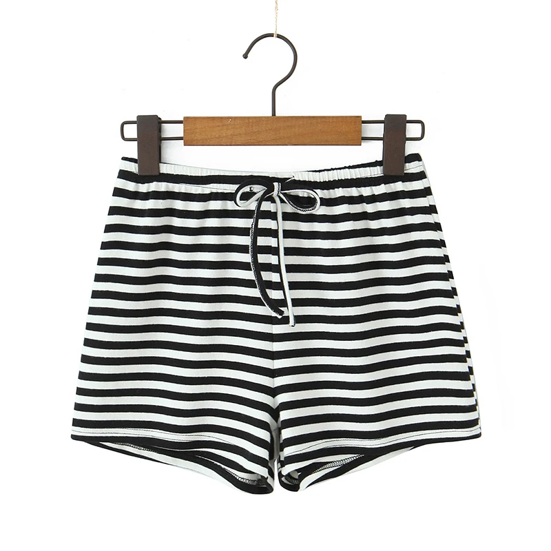 

YENKYE 2025 повседневные полосатые шорты женские винтажные летние шорты с эластичной резинкой и высокой талией на шнурке