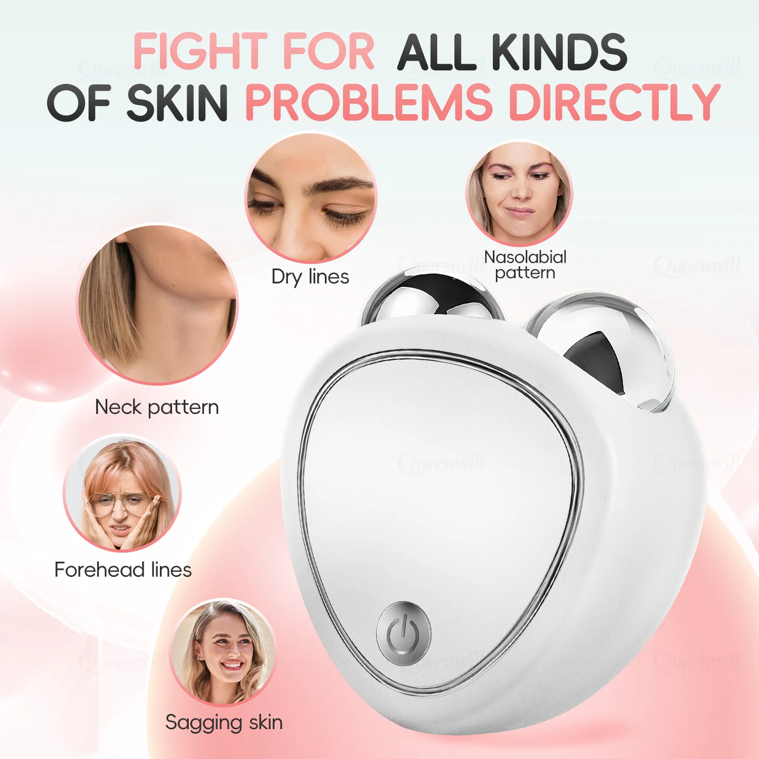 EMS フェイスリフティングマシン美顔器マイクロカレントローラー肌の引き締め若返り美容充電顔抗しわ