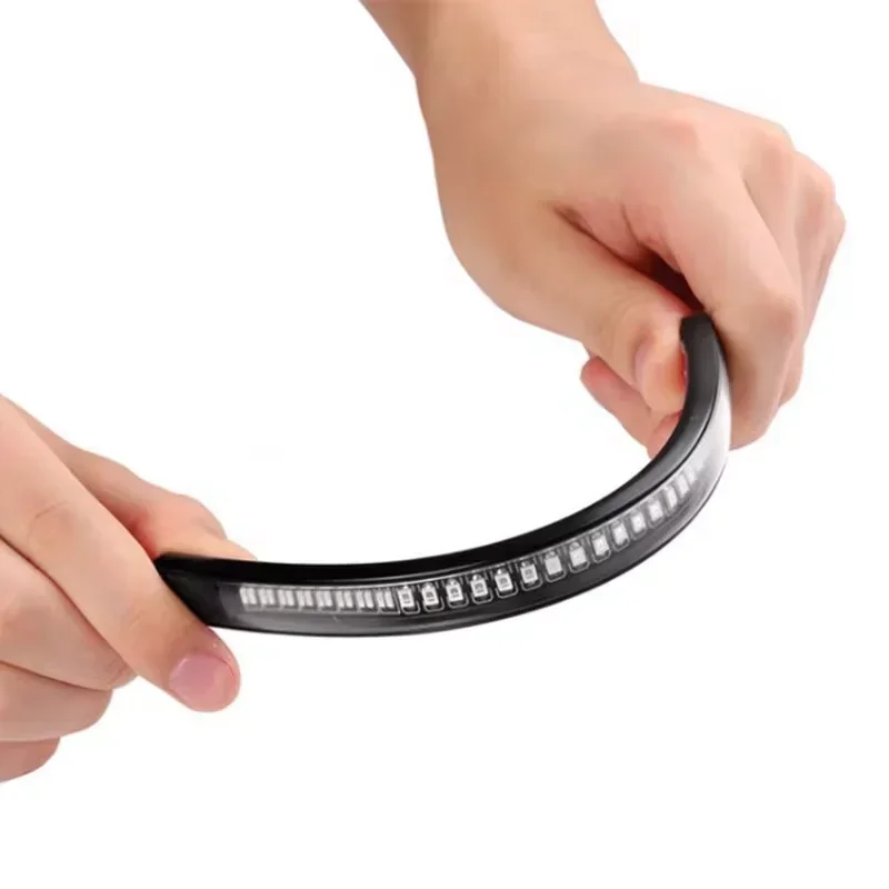8" Motorcycle LED Tail Light Strips 48 LED Red Brake Tail Light Stop Tail Lihgt Amber Turn Signal Light Multifunction Waterproof image 5