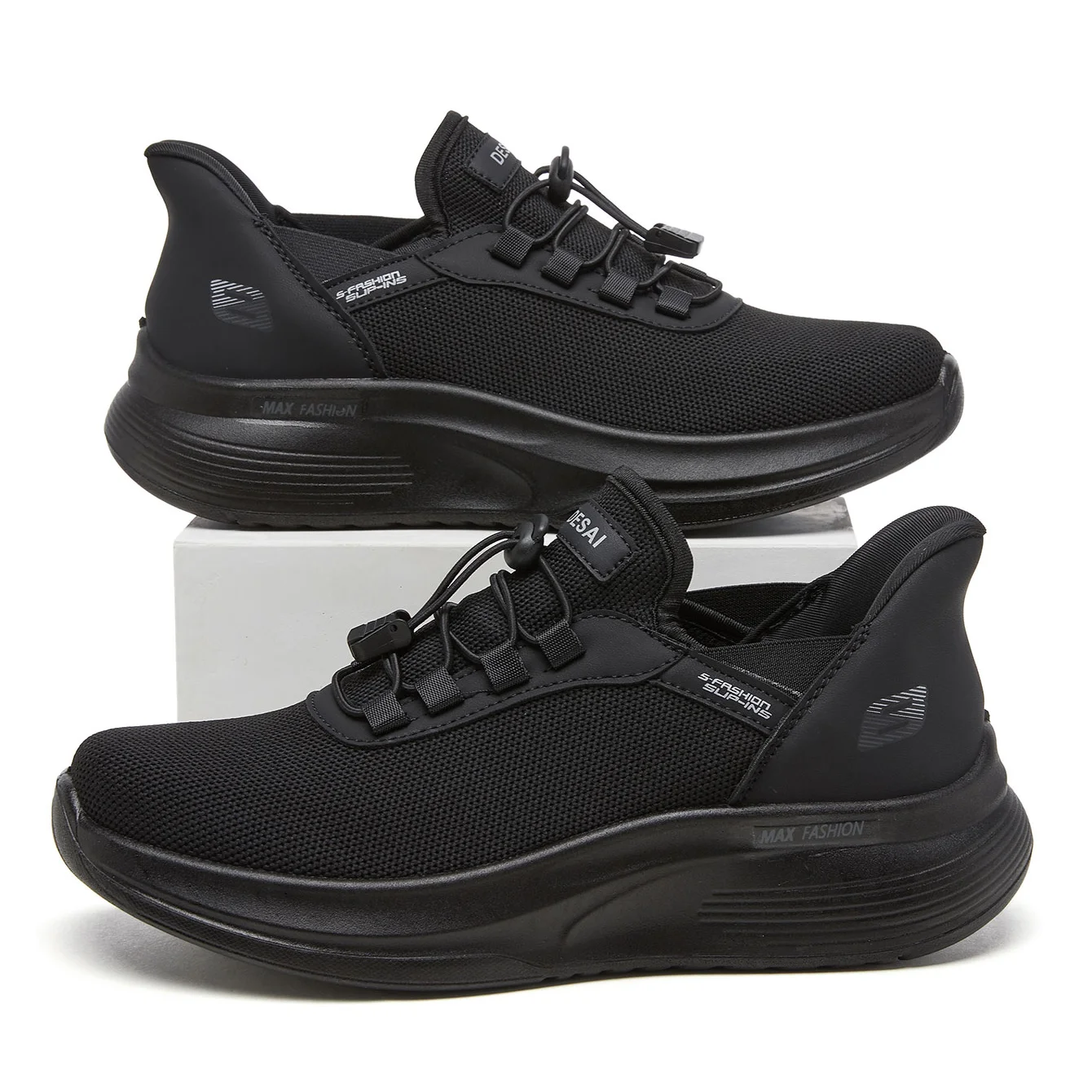 Desai Men's Casual Sports Shoes Elastic Lace Breathable Mesh Sneakers Comfortable Lightweight Walking For Man All Seasons