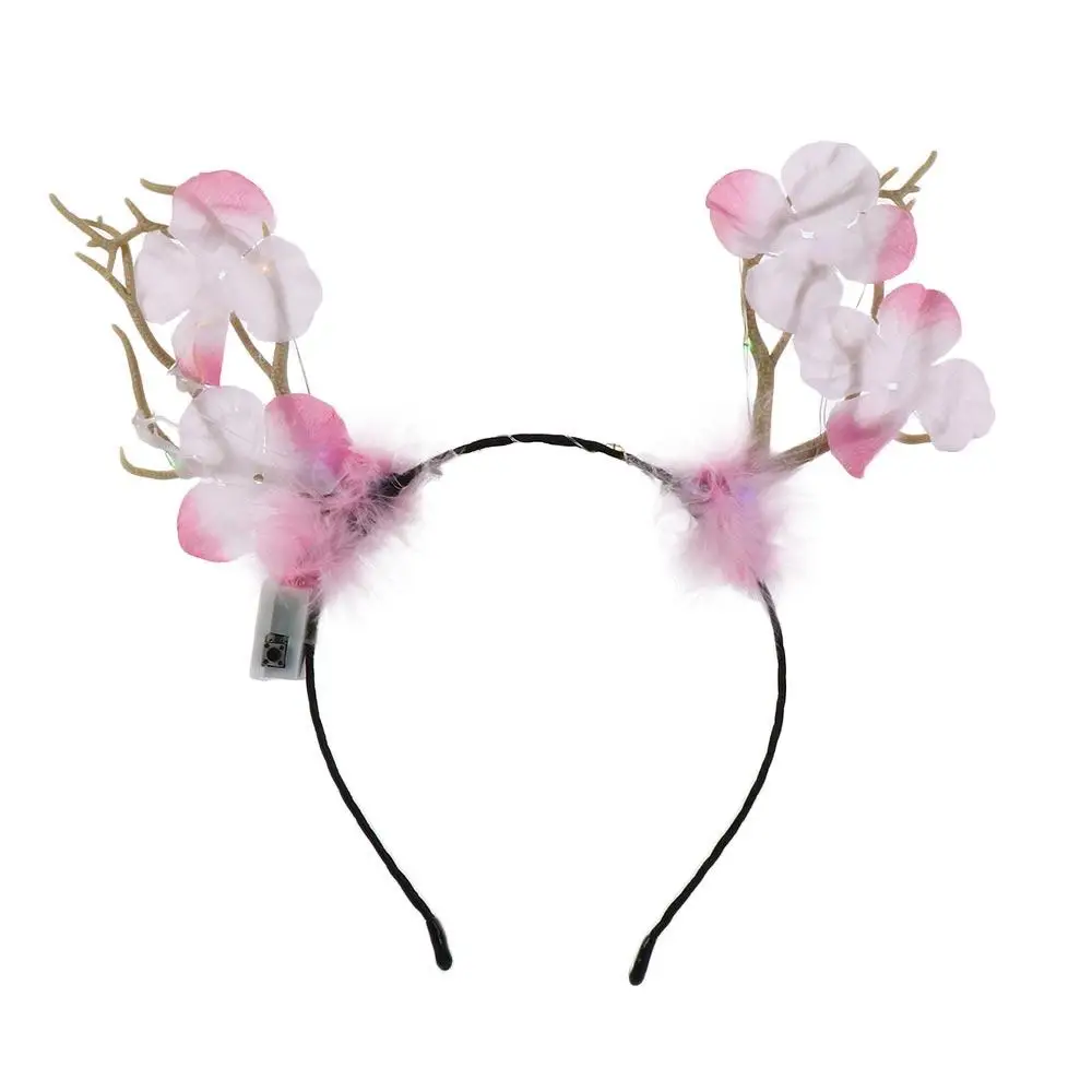 LED Lights LED Glow Headband Colorful Resin Flashing Headband Luminous Plastic Luminous Deer Horn Hair Band