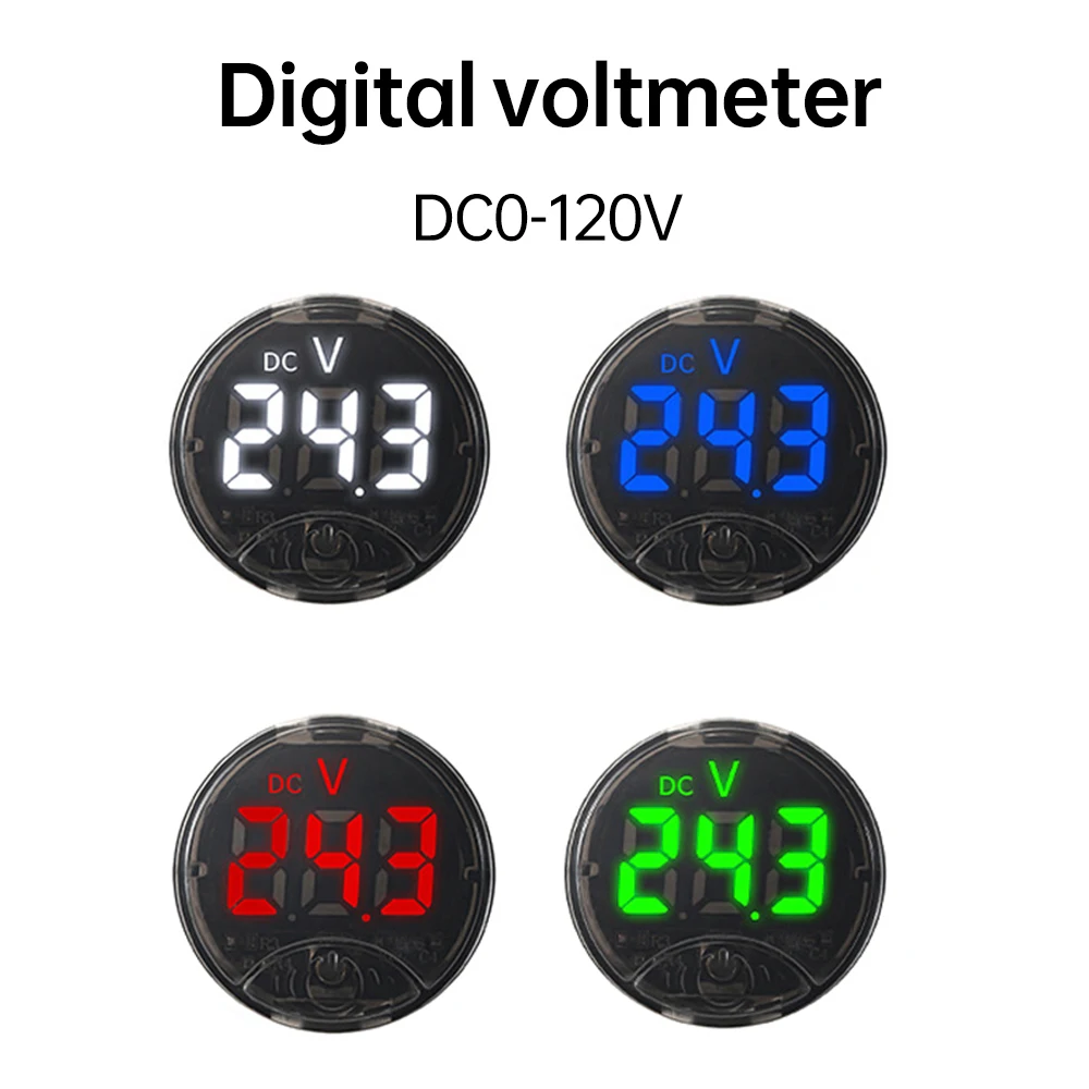 DC0-120V LED Digital Display Circular Three-wire Touch Voltmeter DC Digital Voltmeter Head Display Reverse Connection Protection