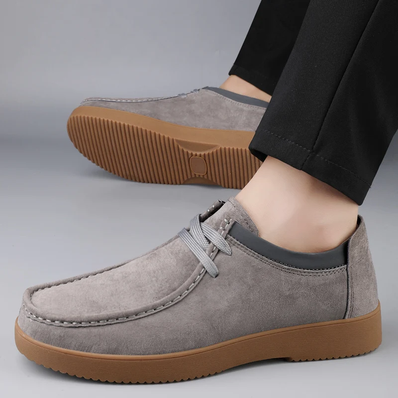 

Men Coffee Suede oxfords Skateboarding Outdoor Durable Cow Suede Leather Casual Walking Style Shoes Men Footwear