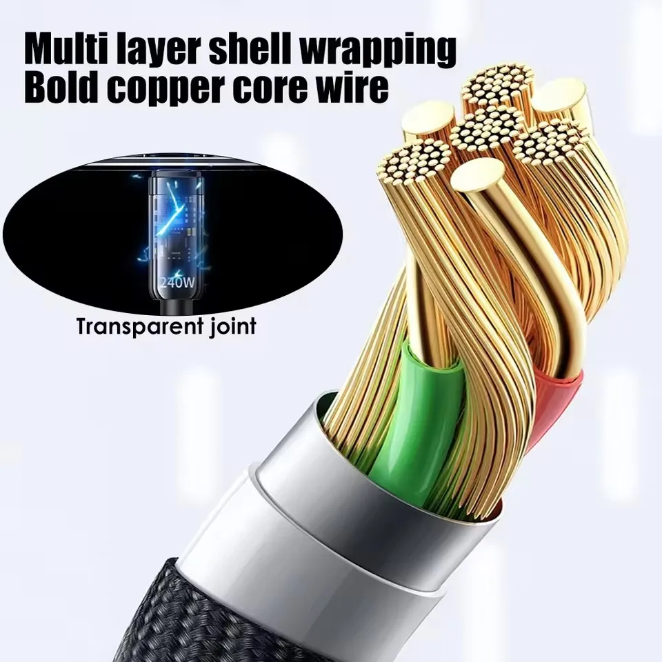 240W 나일론 USB 타입 C 초고속 충전 케이블 삼성 샤오미 화웨이 아너 LED 디지털 디스플레이 USB C 충전기 데이터 케이블 구성품