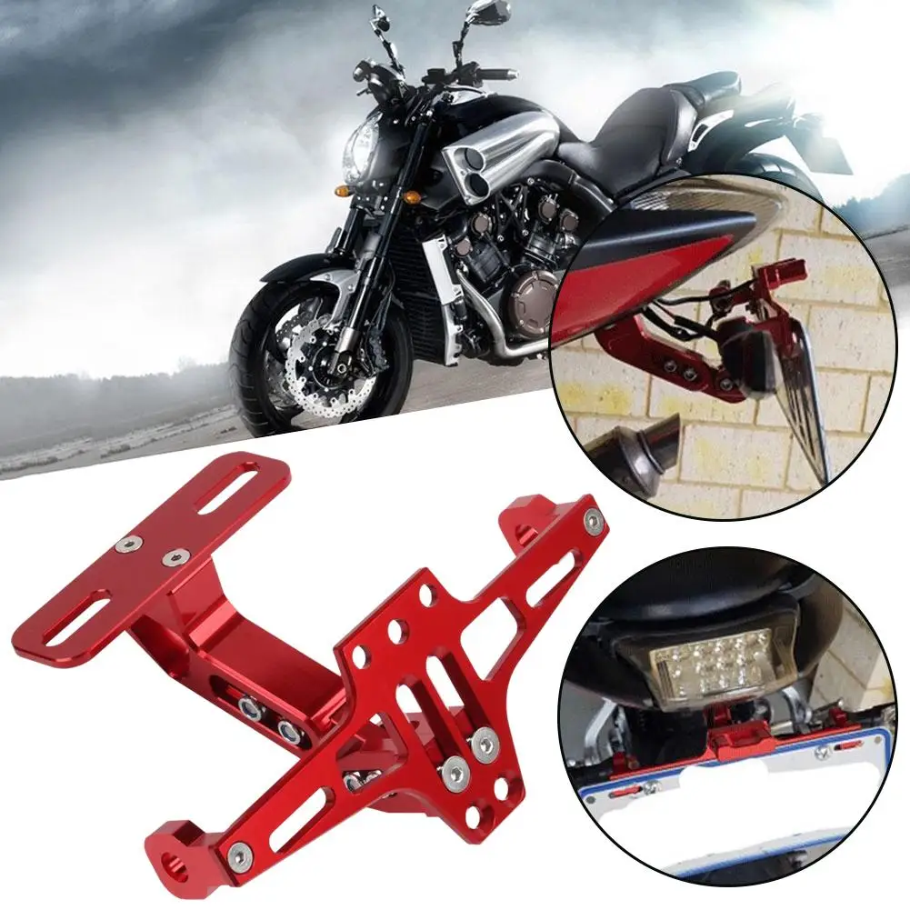 Universal Adjustable Motorcycle License Number Plate Rear CNC Kits Turn Lamp Eliminator Signal Bracket Aluminum Holder I4U0