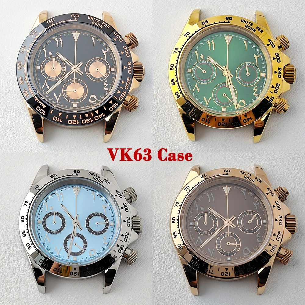 

VK63 Case 39mm men's watch quartz watch chronometer panda Arab dial suitable for VK63 movement watch repair tool