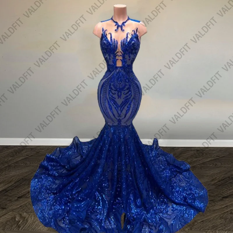 Customized Long Royal Blue Mermaid Lace Prom Dresses 2025 Evening Graduation Cocktail Dress Vestidos De Festa