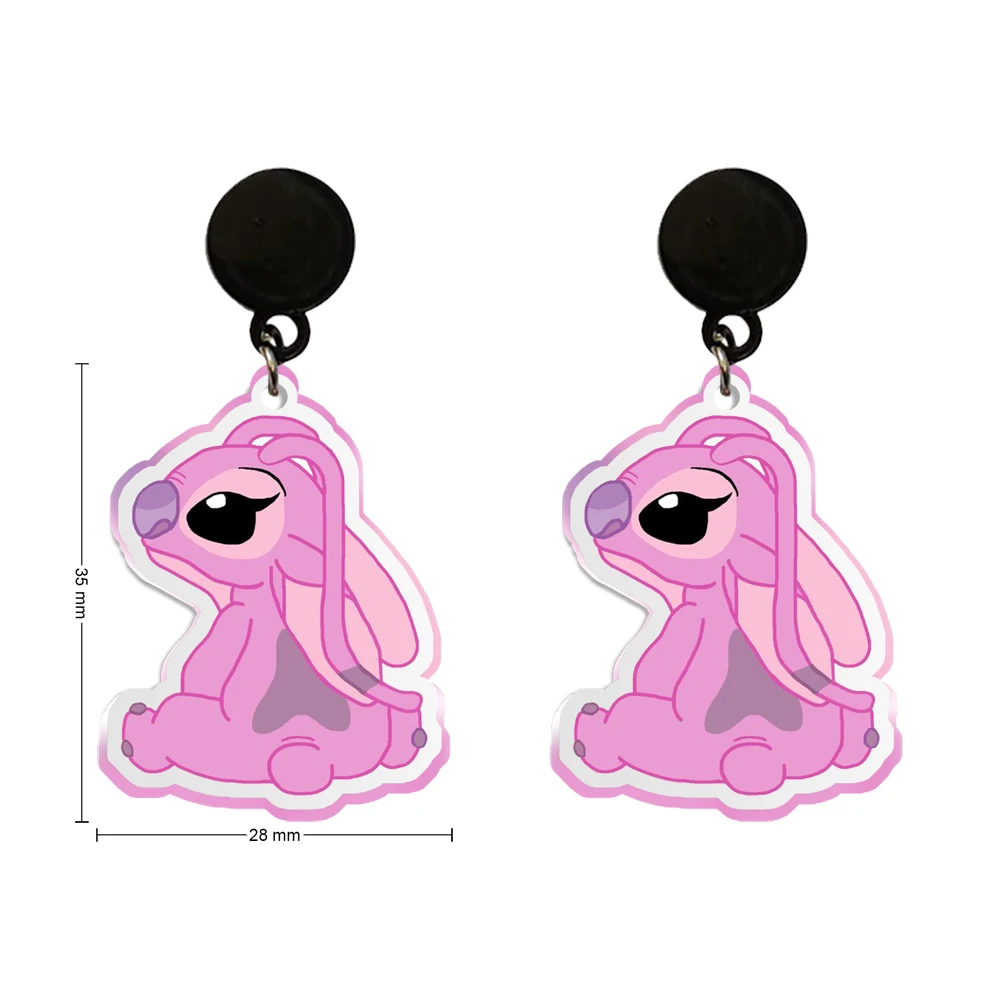 Disney Stitch Angel Clear Transparent Acrylic Earrings Cute Crystal Like Drop Dangle Earrings For Women Girls Gift