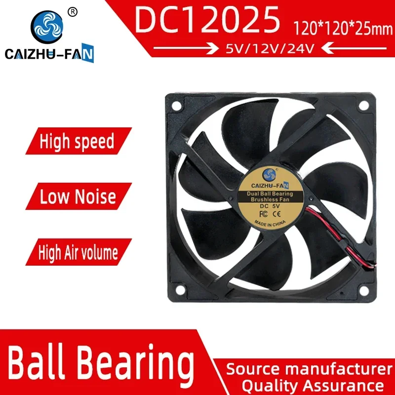 

120*120*25MM CAIZHU-FAN Mute 12 cm 12025 5 v, 12 v and 24 v graphics CPU radiator computer power supply chassis cooling fans