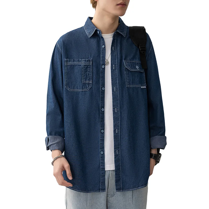 

Модная мужская джинсовая куртка на весну-осень, модная хлопковая дышащая свободная верхняя одежда в повседневном стиле, удобный мужской топ