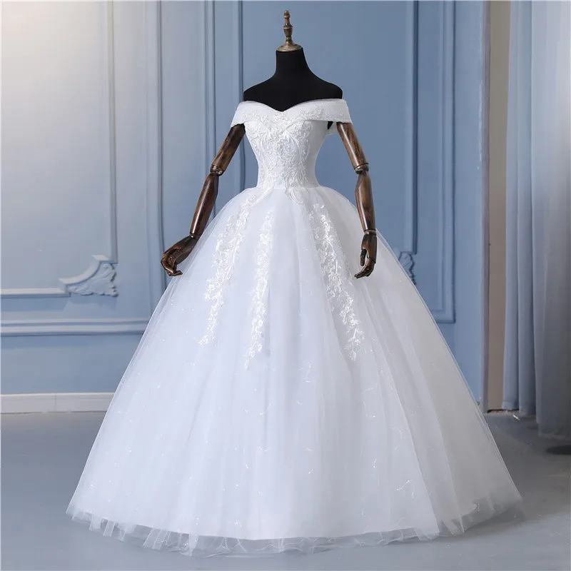 New 2024 China Off White Wedding Dress With Train Ball Gown Princess Classic Embroidery Princess Plus Szie Elegant Bridal