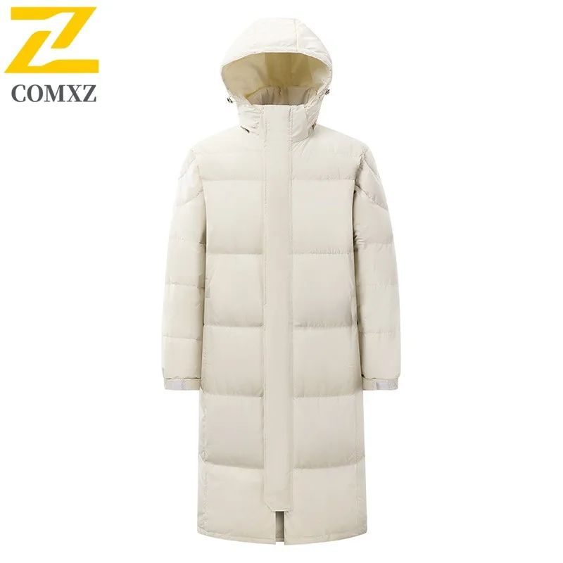 Maxbarley 2025 Winter Down Jacket Men Long Fashion Windproof Warm White Duck Down Filler Coat Snow Ski Cold Proof Puffer Jacket