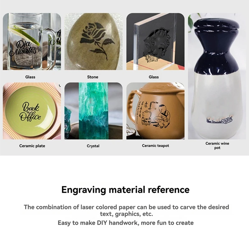 AT64 Laser Engraving Machine Glass Ceramics Engraving Color Paper Black For Ceramic, Glass, Partly Smooth Stone, Crystal