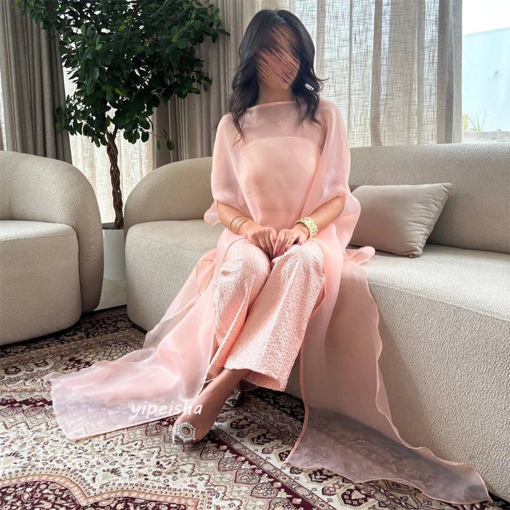 Customized Jiayigong  s Draped Ruched Formal Evening A-line Boat Neck Bespoke Occasion Gown Long Dresses