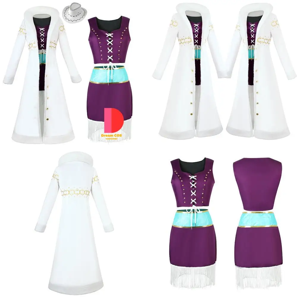 شعبية أنيمي تأثيري حلي نيكو روبن طوق معطف Onepiece الأرجواني فستان مجموعة كلاسيكية لعب الأدوار النساء كوميك كون هالوين الدعاوى #1