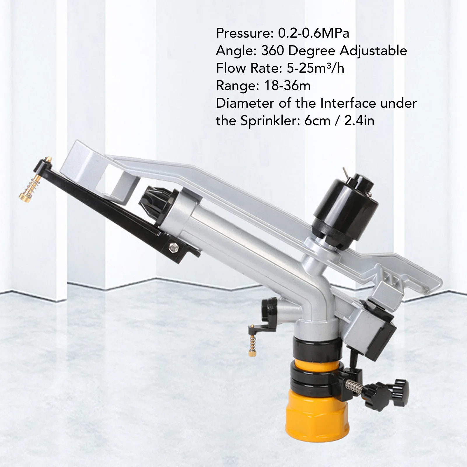 

Сельскохозяйственный ирригационный спринклер для ферм, нержавеющий, дальность 18-36 м, из алюминиевого сплава и пластика, с насадками, для газонов