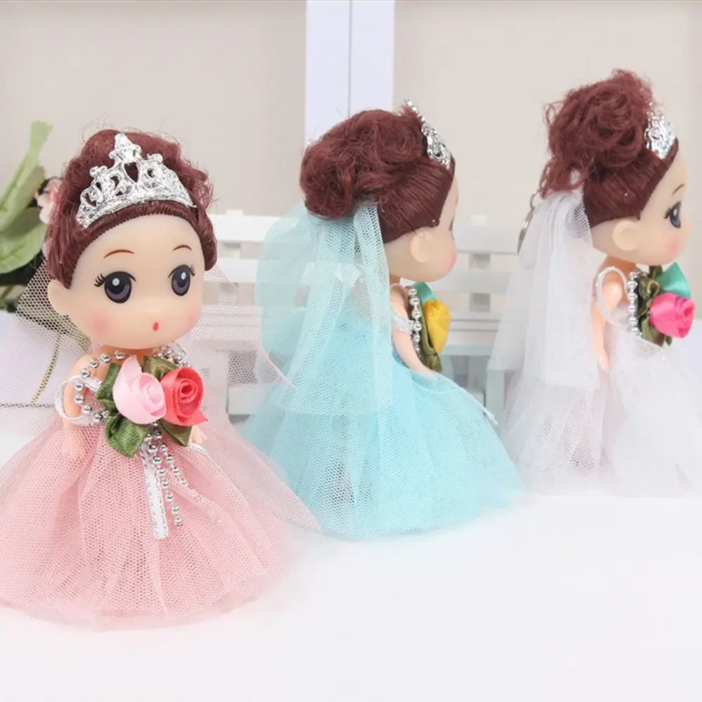 

12cm Cute Confused Wedding Dress Doll Mini Princess Dolls for Girls Princess Toy Dolls for Dollhouse Key Pendant Small Gifts