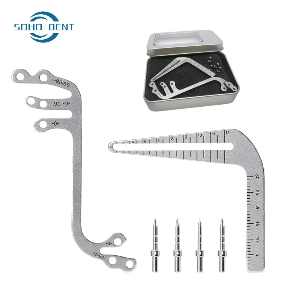 

Набор из 5 направляющих для дентальных имплантатов: локаторы из нержавеющей стали, измерительные линейки для зубов, угловые линейки для стоматологических клиник