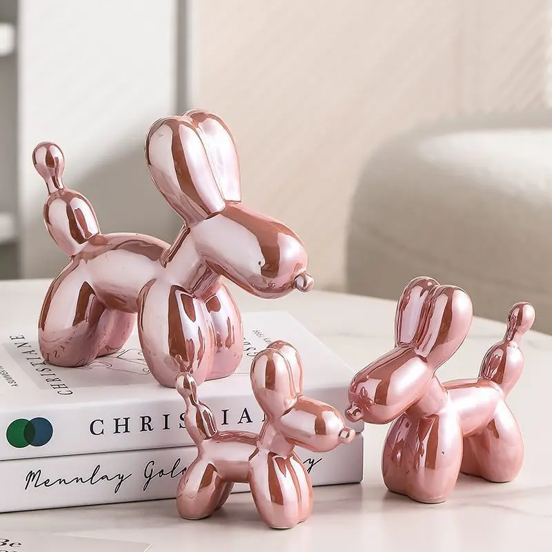 Ceramic Gold-plated Balloon Dog Decoration Creative Animal Art Desktop Decoration Home Decoration Modern Living Room Decoration