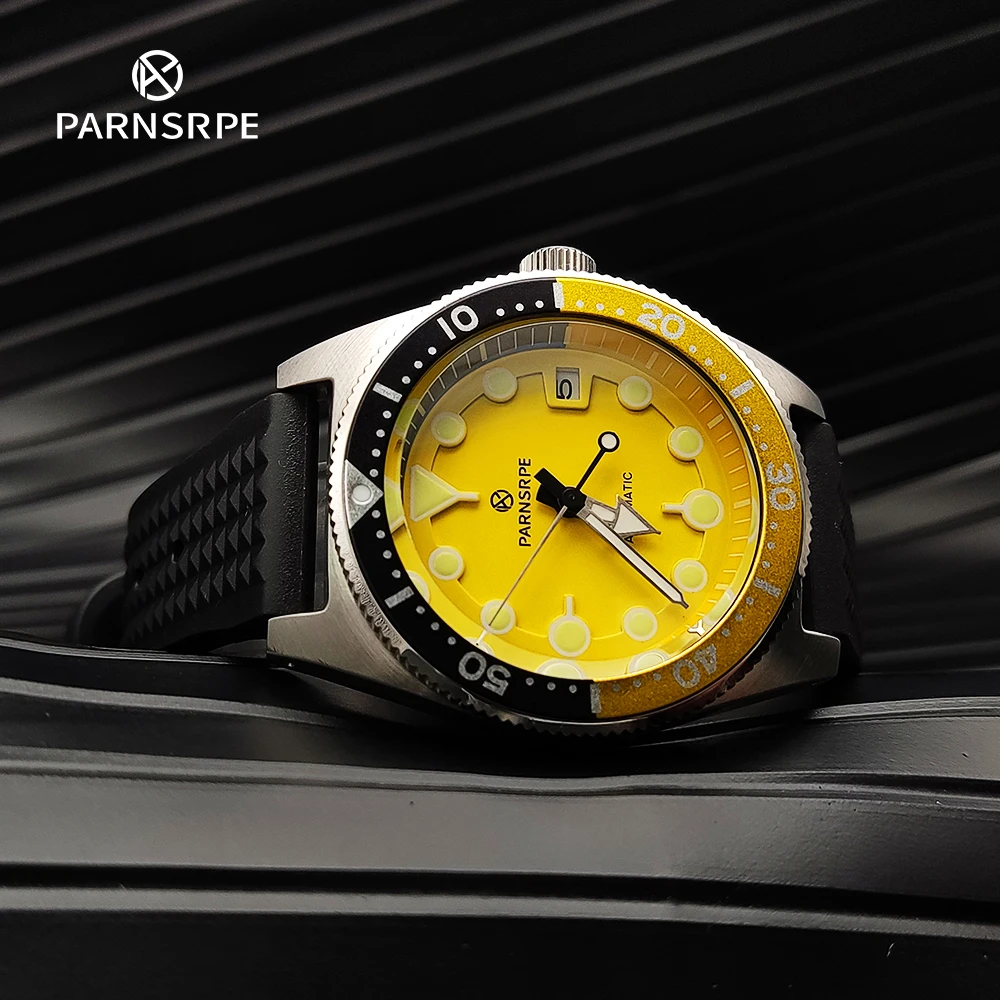 Imagem -02 - Parnsrpe-mens Amarelo Temático Relógio Mecânico Automático Vidro de Safira Luminous Asséptica Dial Luxo Japão Ver 40 mm Nh35