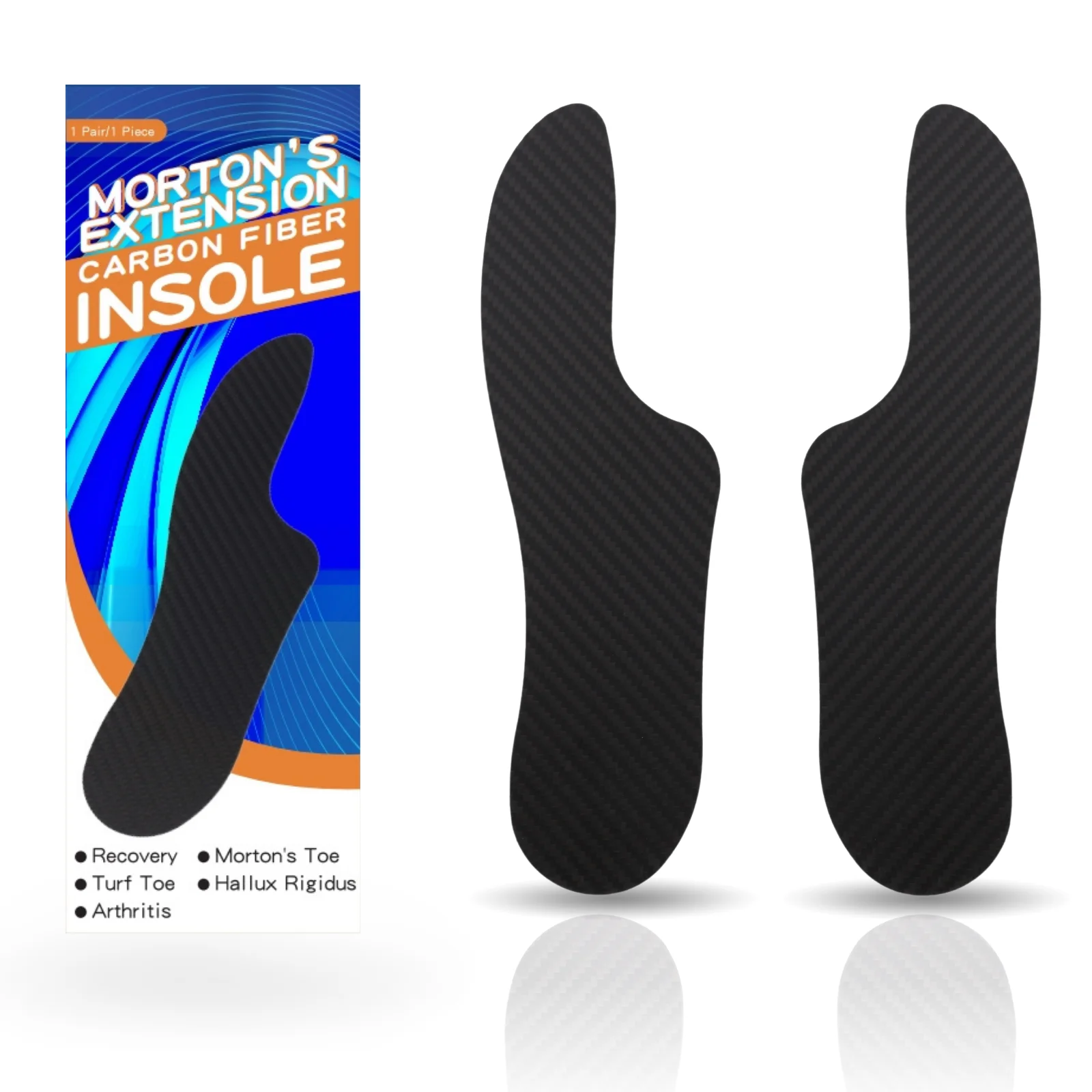 1 Pair Morton\'s Extension Orthotic Rigid Carbon Fiber Insole Insert for Morton\'s Toe Turf Toe Hallux Rigidus Arthritis Limitus