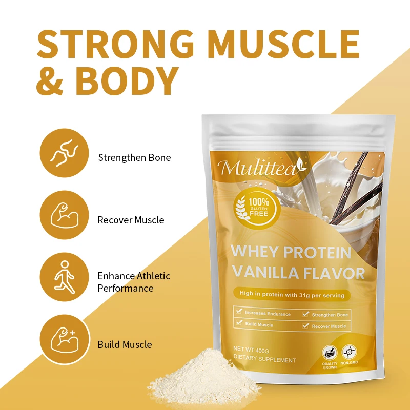 Mulittea Vanilla Flavored Whey Protein Premium Grass-Fed Whey Protein Isolate And Probiotics For A Healthy Immune System