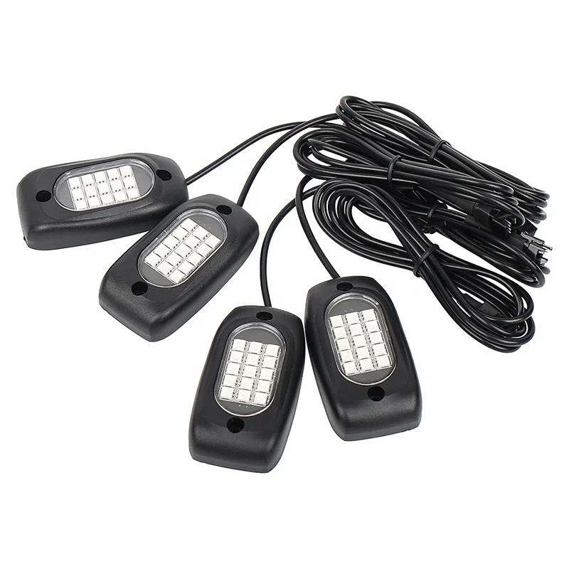 

Car Accessories 12V RGB Underglow Led Light Remote Control RGB Led Rock Light Kit For Off-Road 4x4